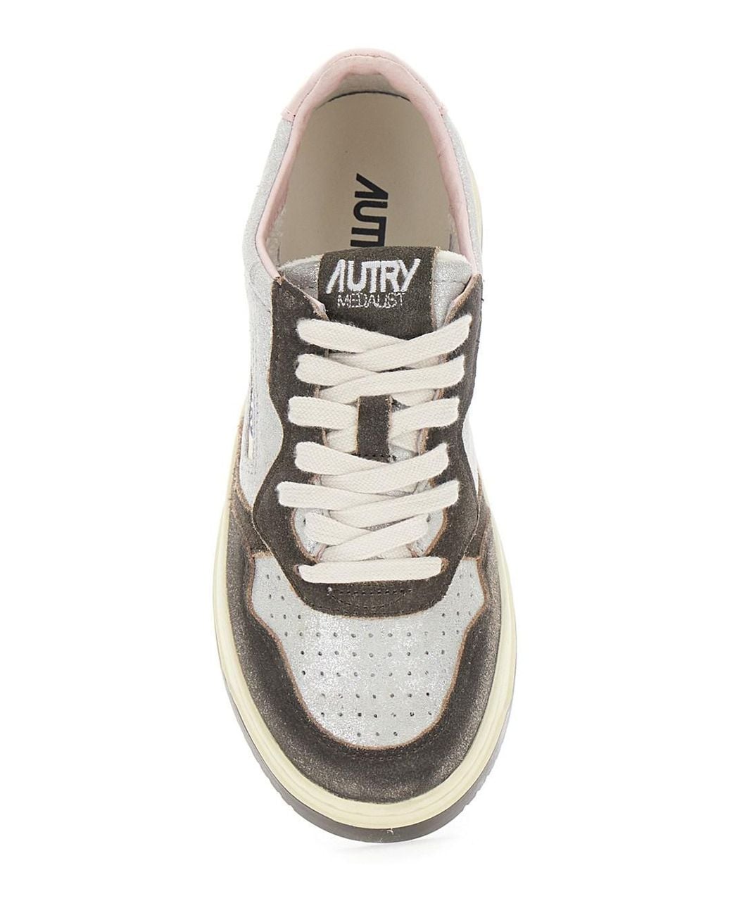 Autry White 'Medalist Ls' Sneakers With Logo Patch On The Tongue And V