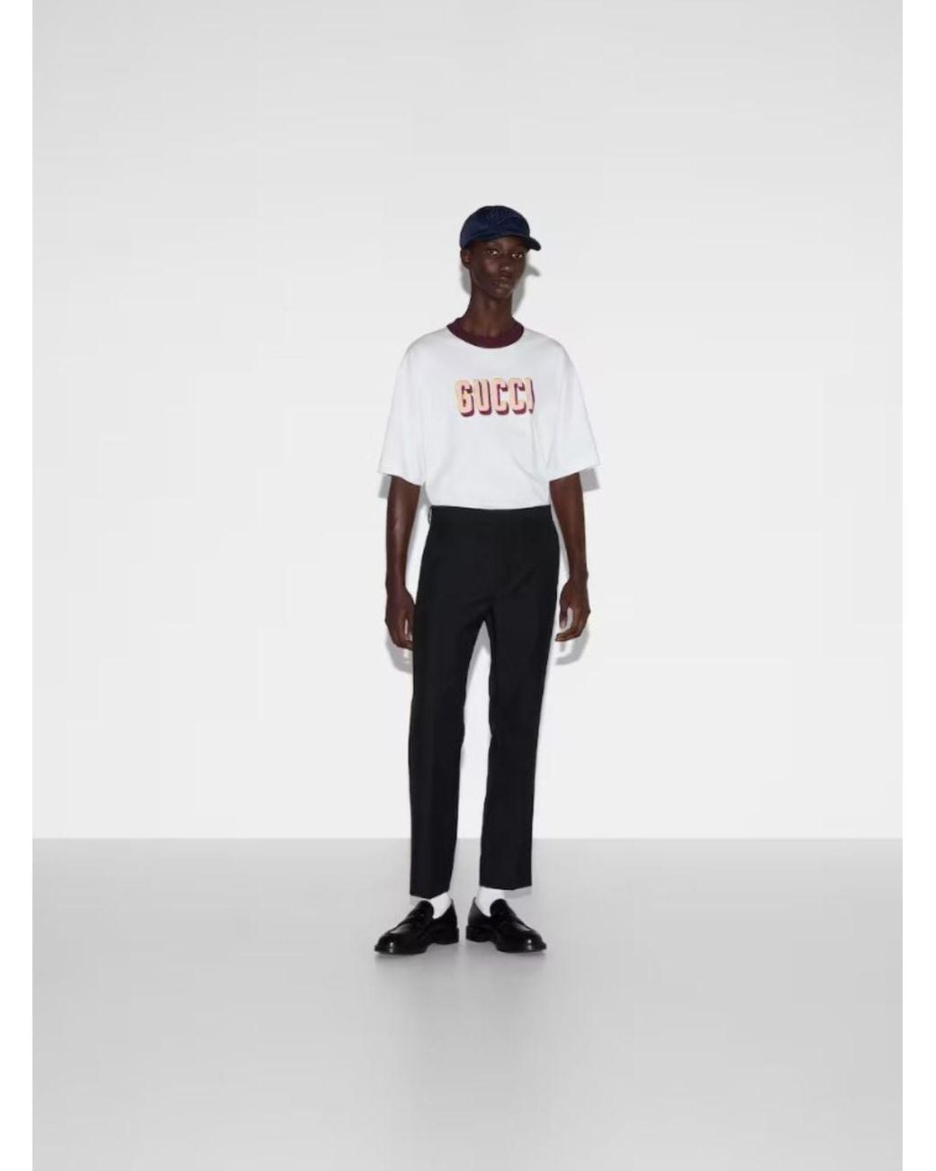 Gucci Blue Tailored Pants With Tonal Logo Lettering for men