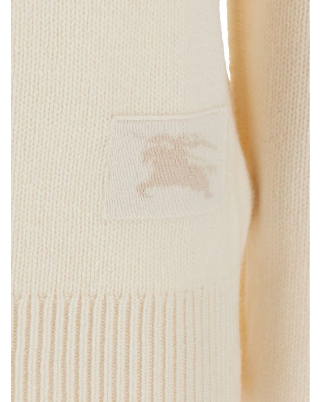 Burberry White Sweater With Round Neck And Long Sleeves