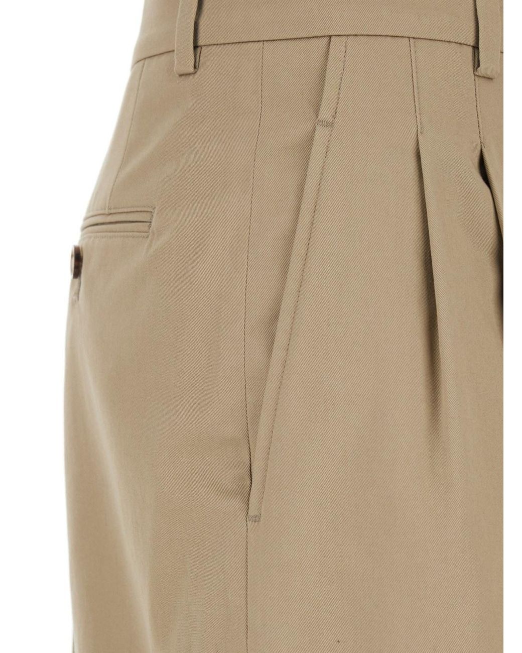 AMI Natural Pants With Belt Loops And Front Pences
