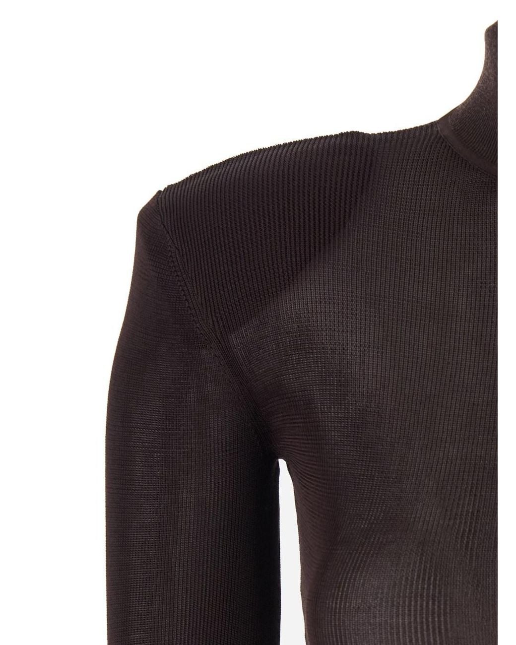 Self-Portrait Black Turtleneck Long Dress With Shoulder Pads