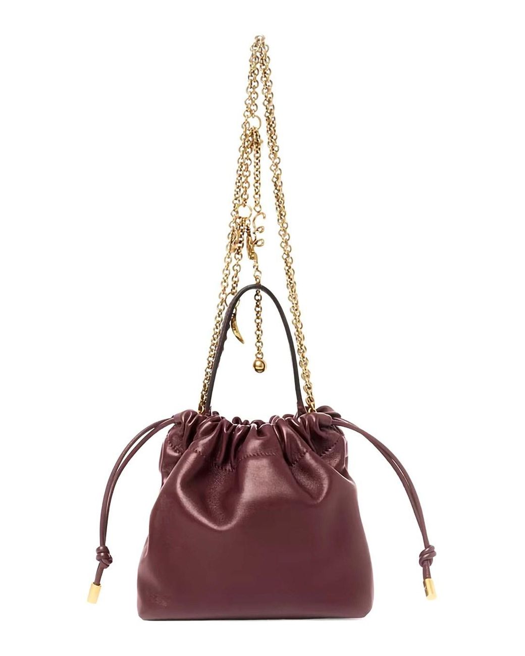 Chloé Purple Chloé 'Icon' Bordeaux Handbag With Sliding Chain Shoulder Strap And Charm