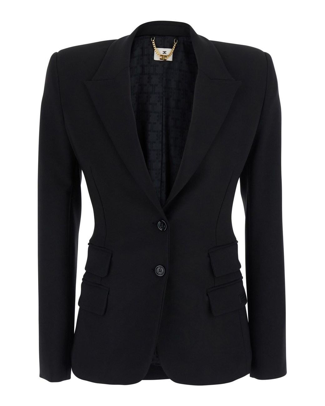 Elisabetta Franchi Black Blazer Crepe Polyester Blazers
