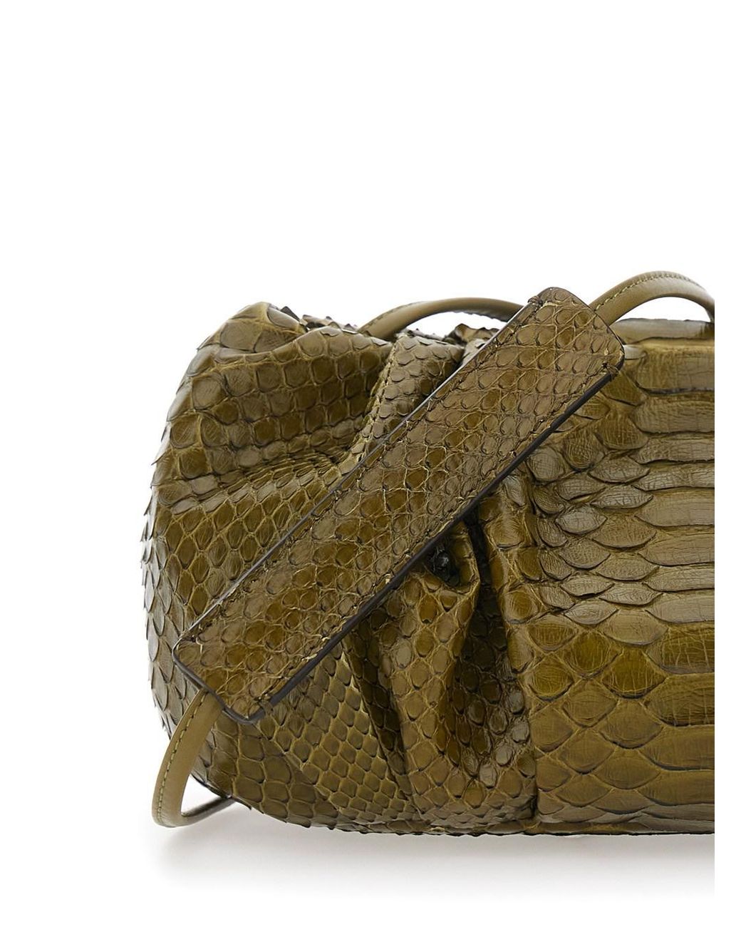 Biaggini Green 'Pillow' Clutch With Shoulder Strap And Magnetic Closure