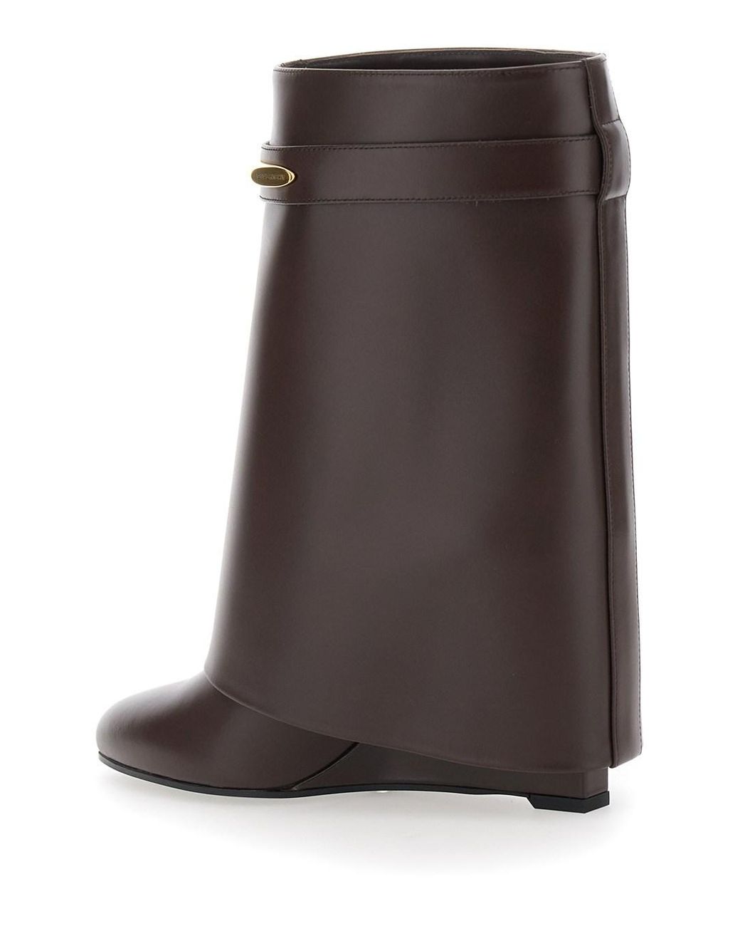 Givenchy Brown Wedge Heel Ankle Boots With Logo Plate On The Side