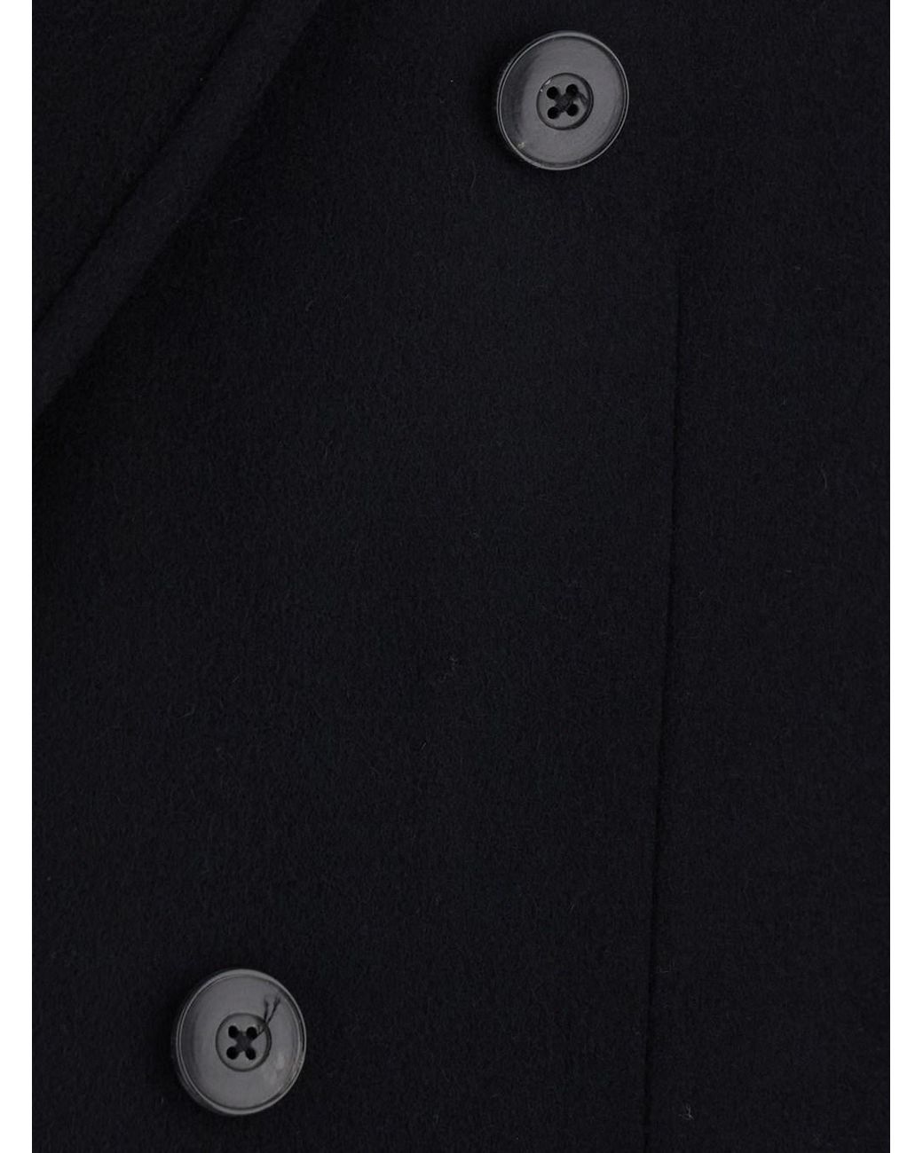 Emporio Armani Black Double-Breasted Cashmere Coat Wool for men