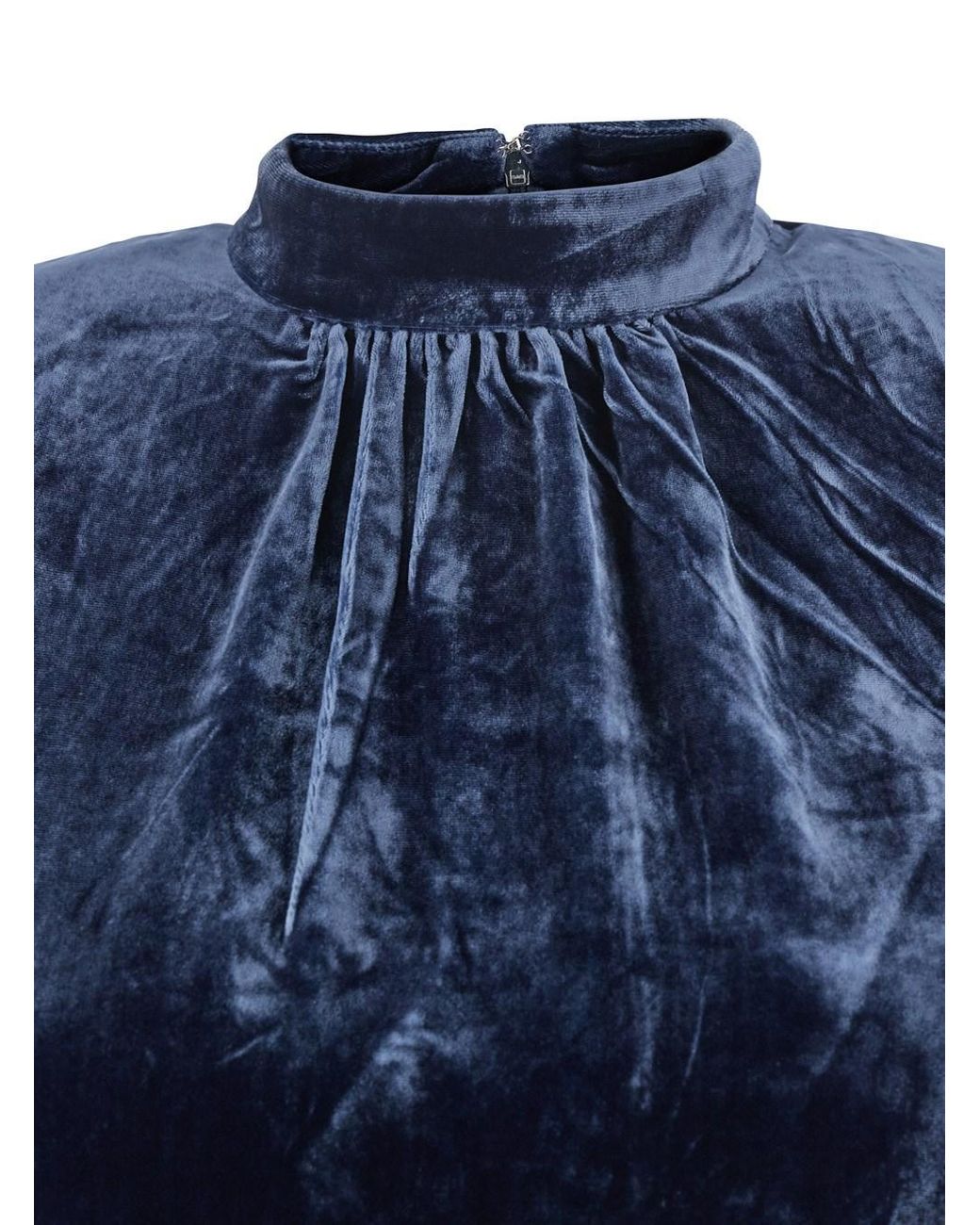 ROTATE BIRGER CHRISTENSEN Blue Mini Dress With High Neck And Rear Zip Closure