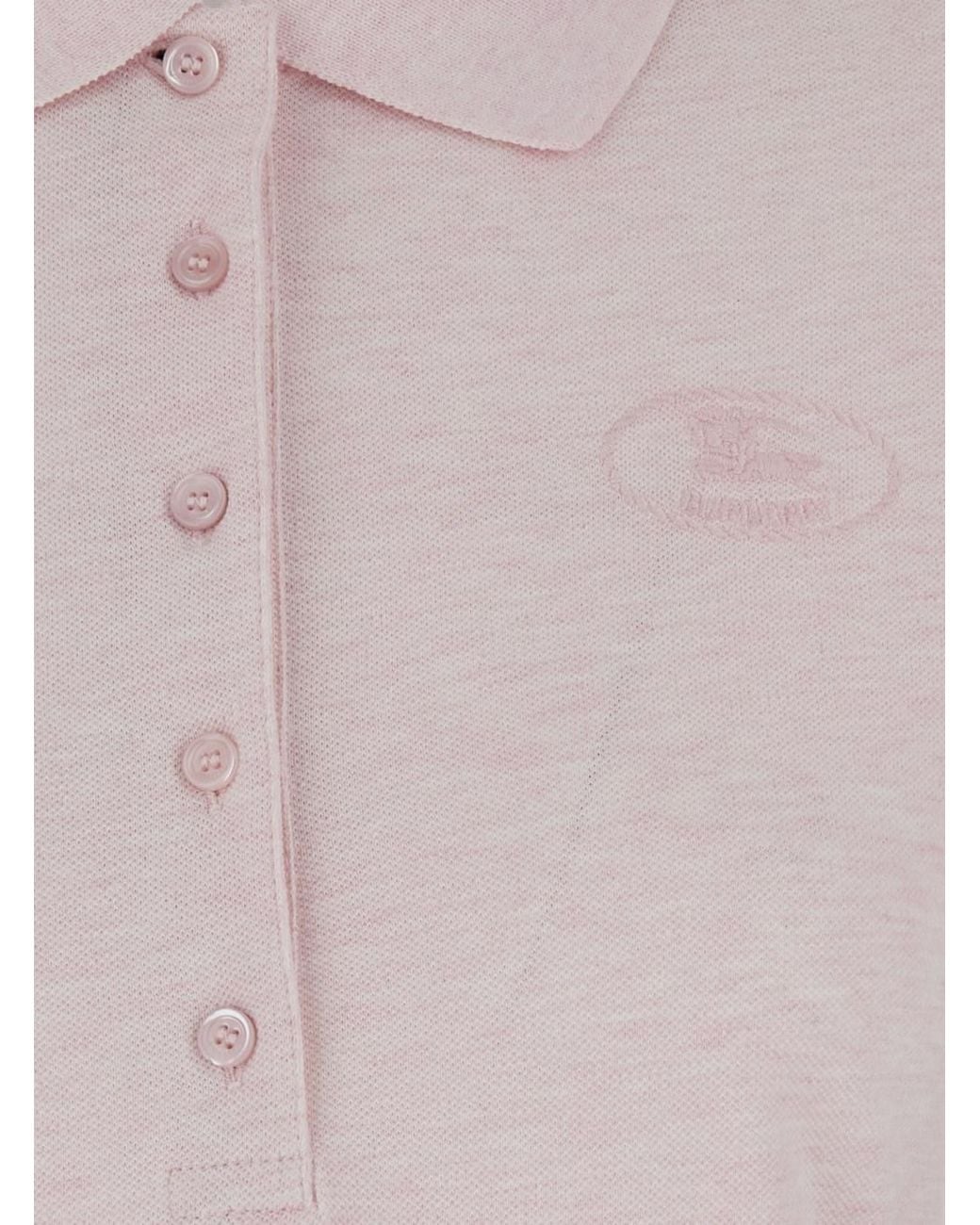 Burberry Pink Dress With Polo Collar And Front Logo