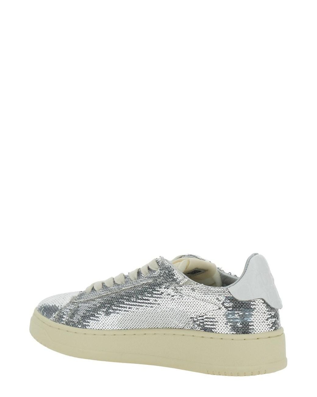 Autry White Colored Sneaker With Bead Embellishment