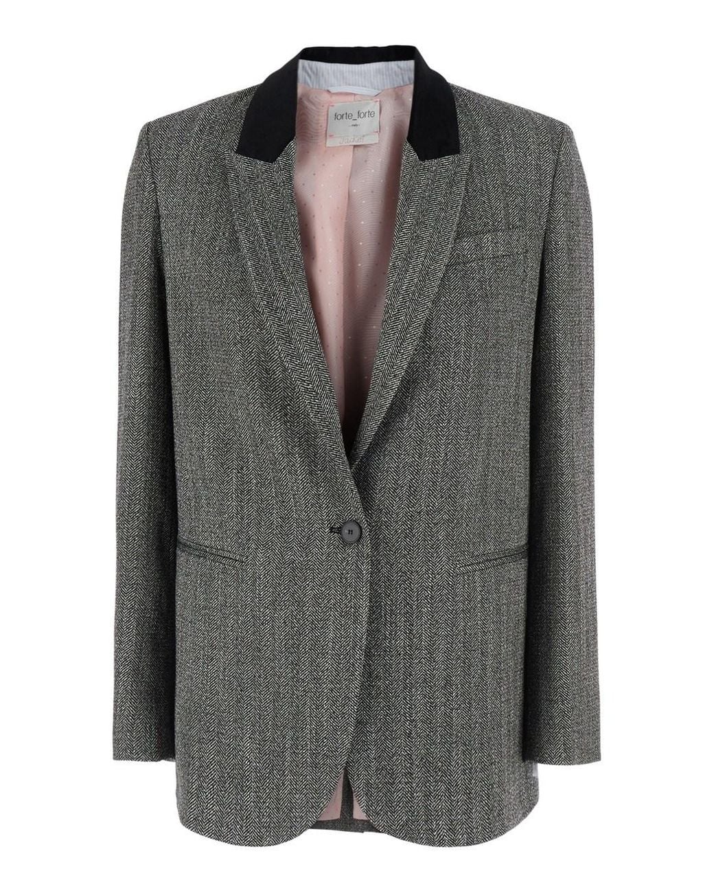 Forte_forte Black Single-Breasted Jacket With Velvet Collar And Peak Re