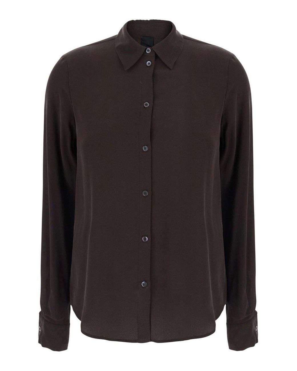 Pinko Black Crepe De Chine Pleated Shirt Silk Blouses