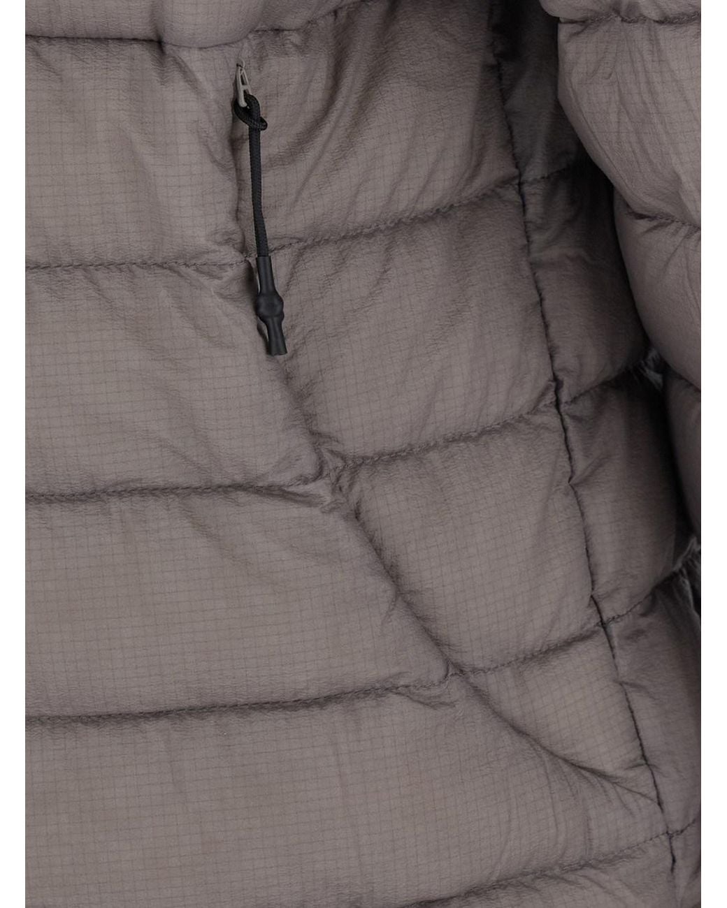 Hiking Patrol Gray Down Jacket With Hood And Two Front Zip Pockets In for men