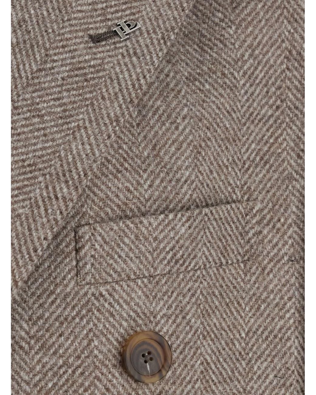Tagliatore Gray Double-Breasted Coat London Wool-Cashmere Wool And Cashmere for men