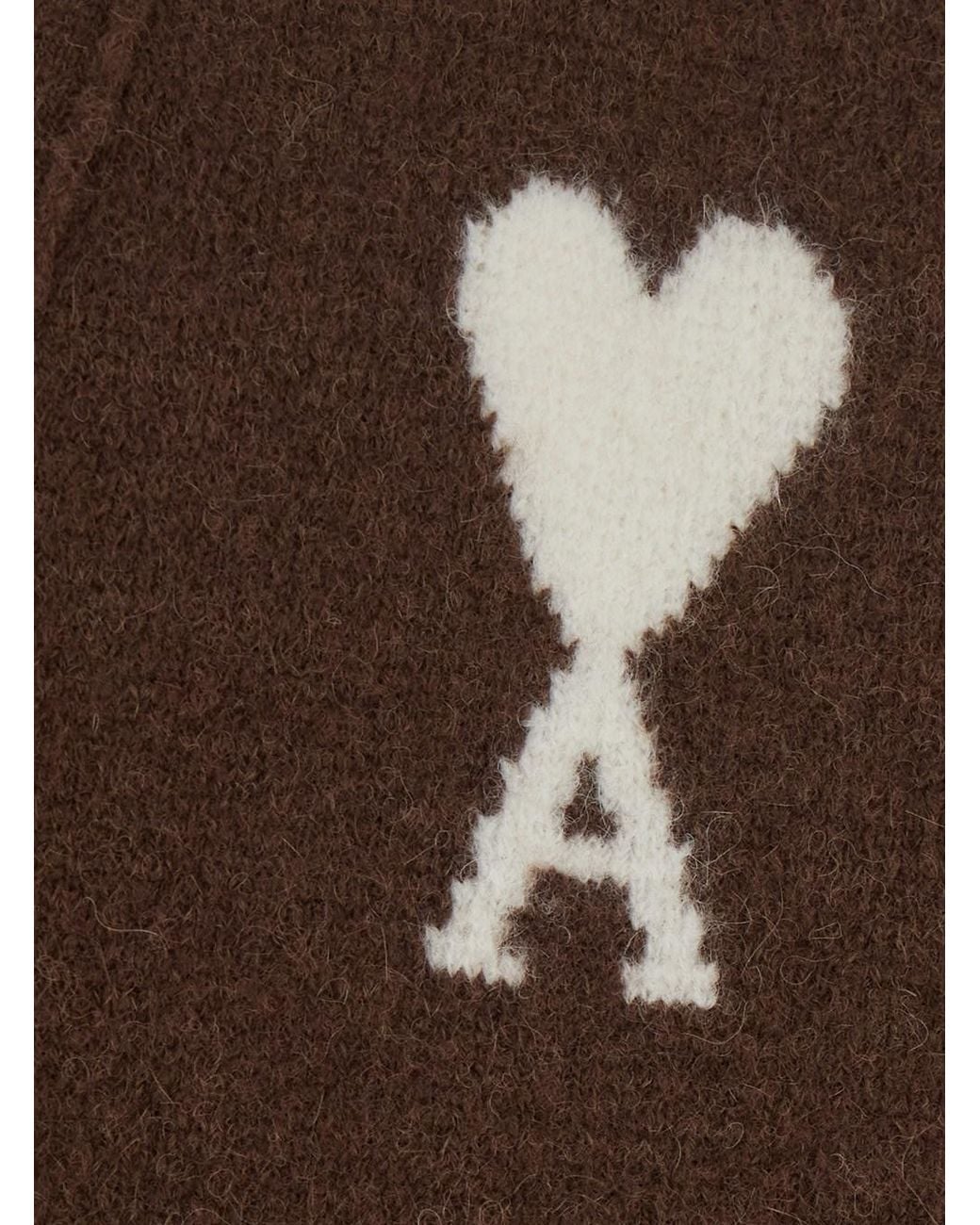 AMI Brown Cardigan With V-Neck And Adc Embroidery On The Front for men