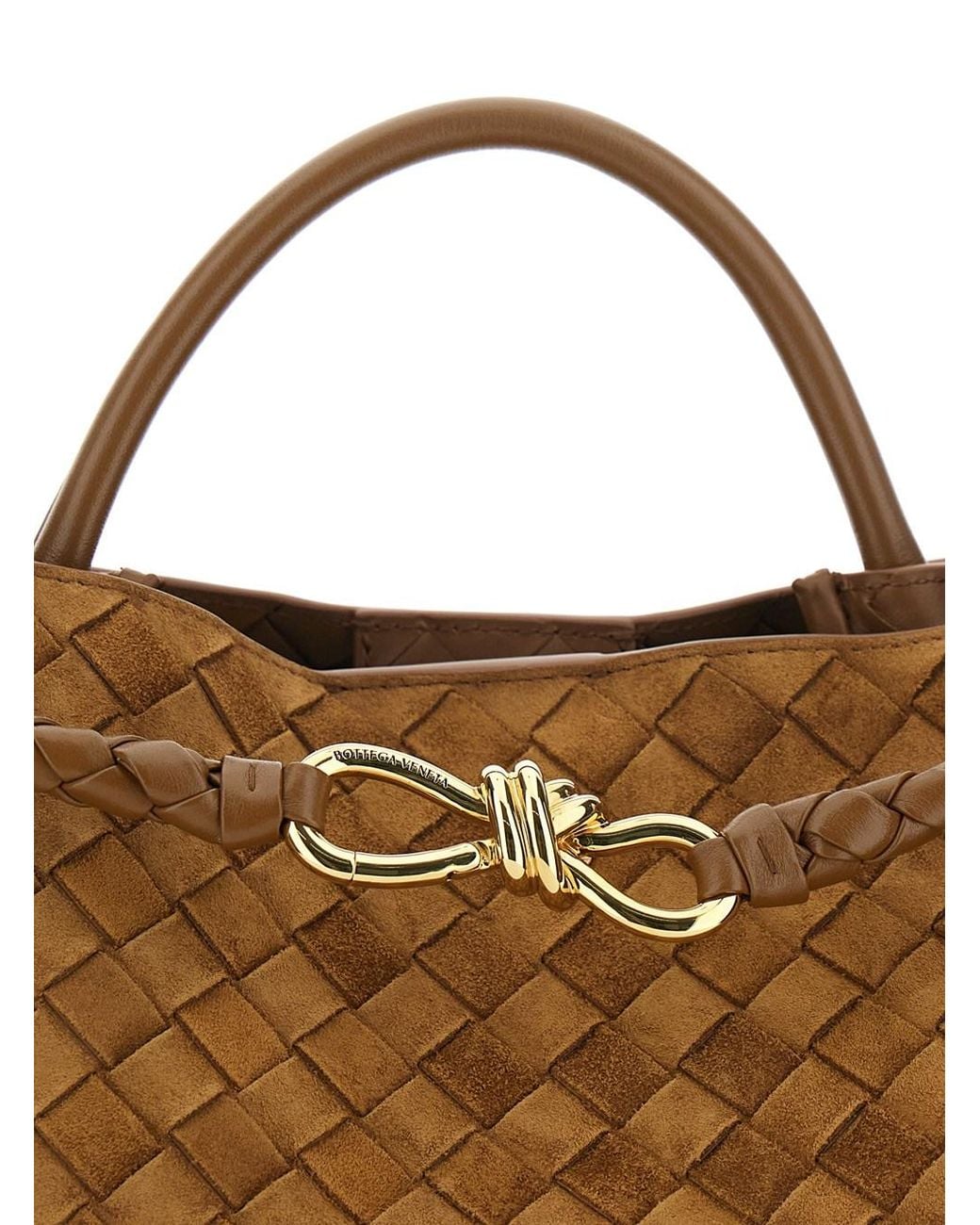 Bottega Veneta Brown Andiamo Intreccuato 15 Glove Suede Cachmere