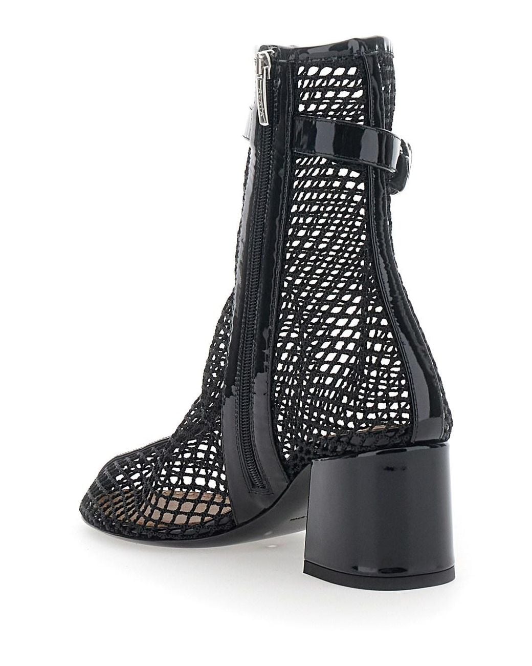 Alaïa Black Ankle Boots With Mesh And High Heel