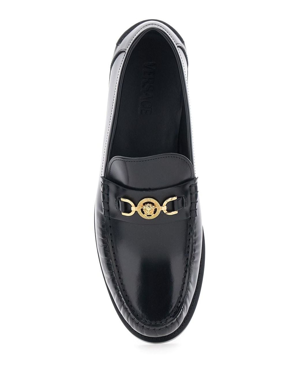 Versace Black Loafers With Metallic Medusa Head Detail for men