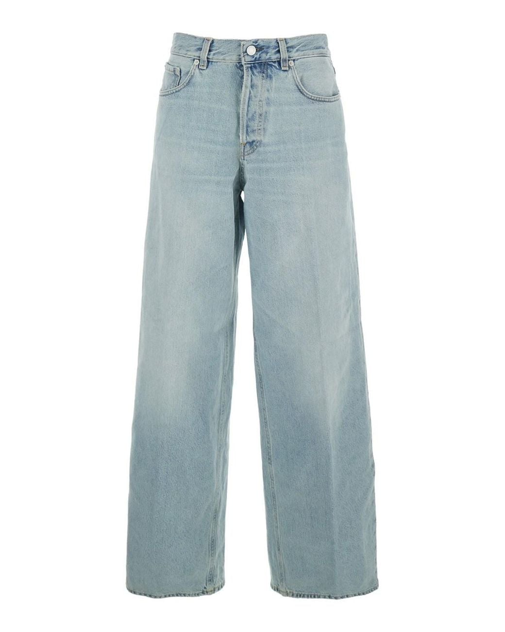Haikure Blue Jeans With Belt Loops And Logo Patch On The Back