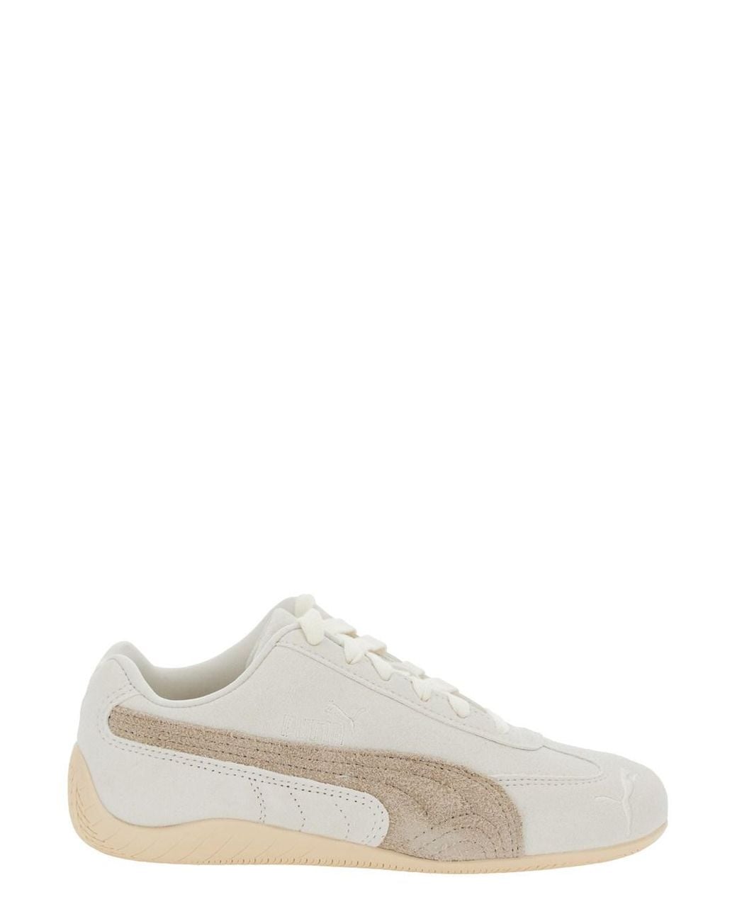 PUMA White 'Speedcat' Sneakers With Logo Print On The Side And Logo Lettering On The Side