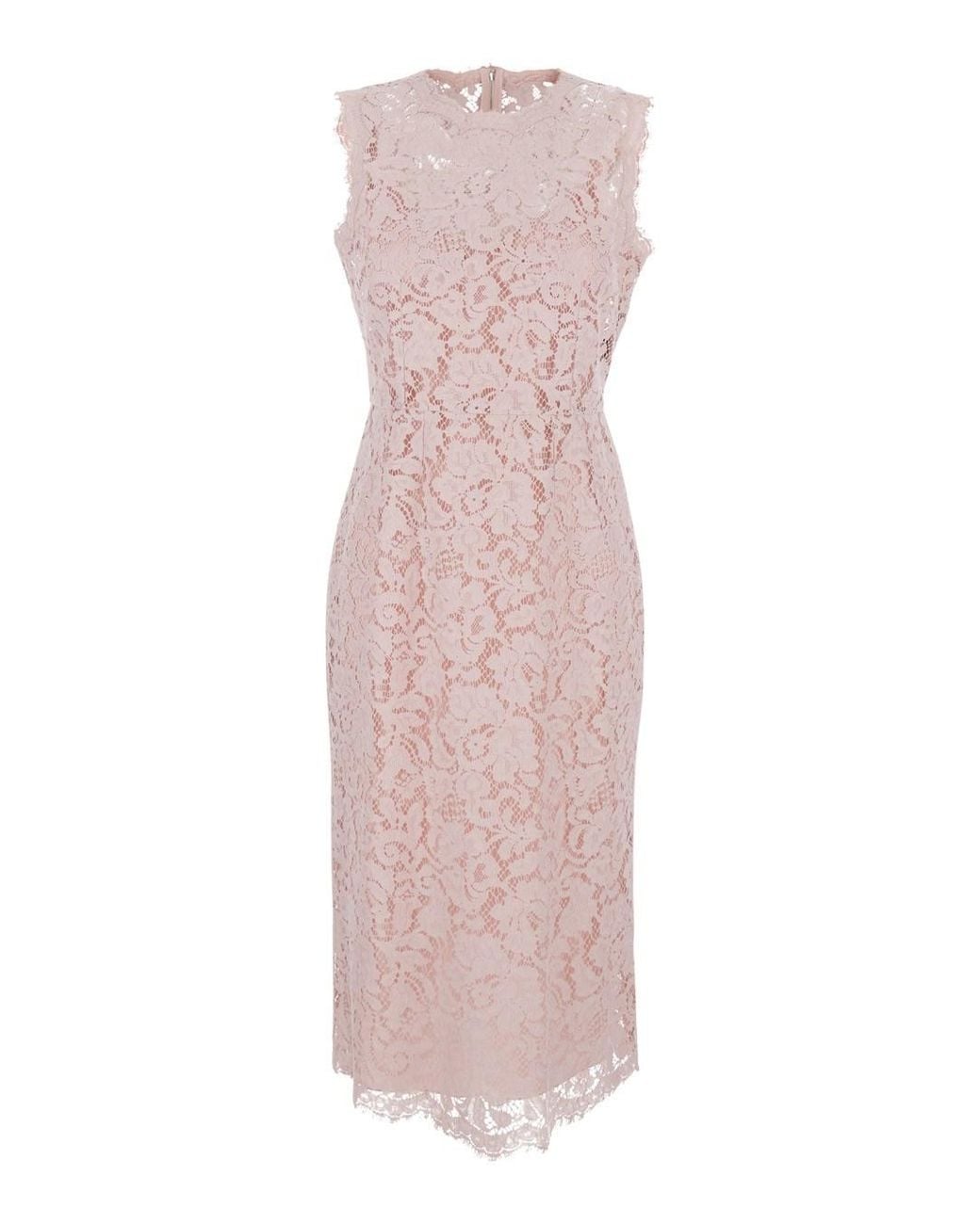 Dolce & Gabbana Pink Dress With Lace Design