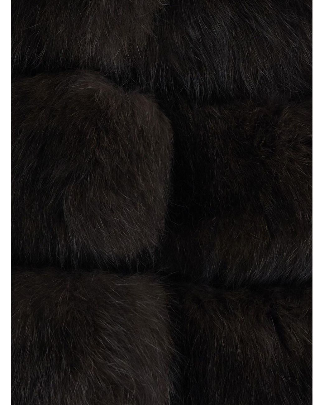 Suprema Black Fur With High Collar And Sleeveless Design