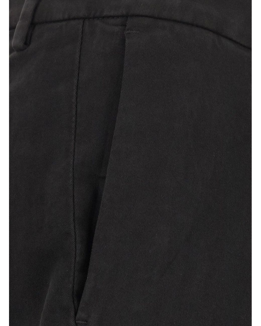 Michael Coal Black Pants With Logo Patch On The Back And Cuffed Hem In for men
