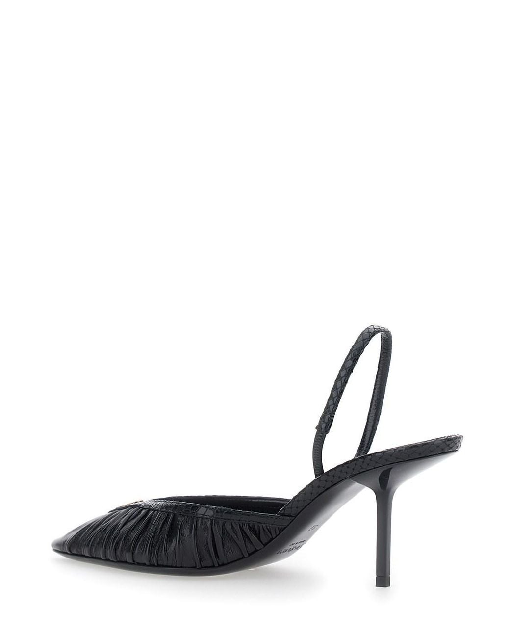 Saint Laurent White Folie 75 Slingback Pump Embossed Python