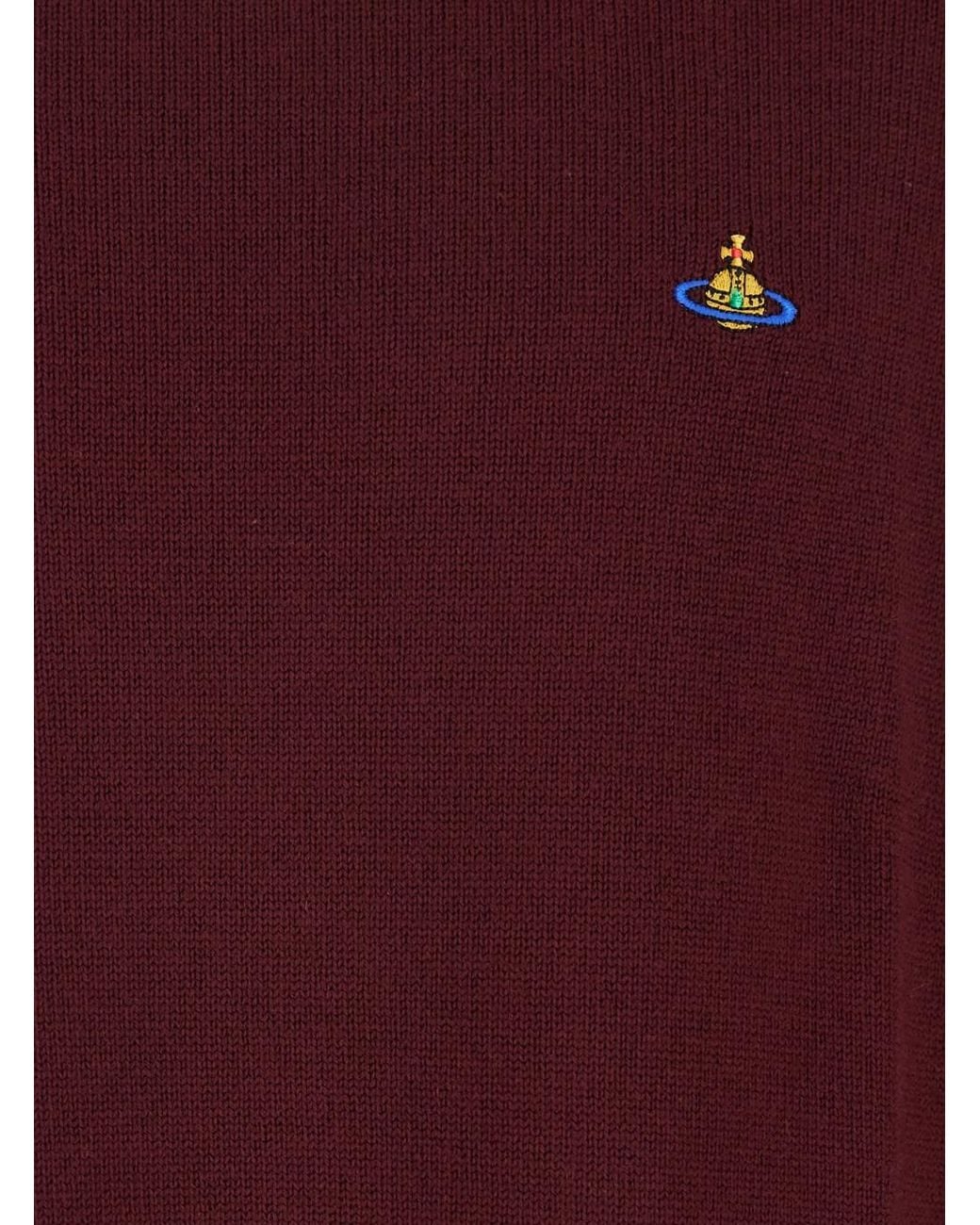 Vivienne Westwood Bordeaux Turtleneck Sweater With Orb Logo Embroidered On The Front for men