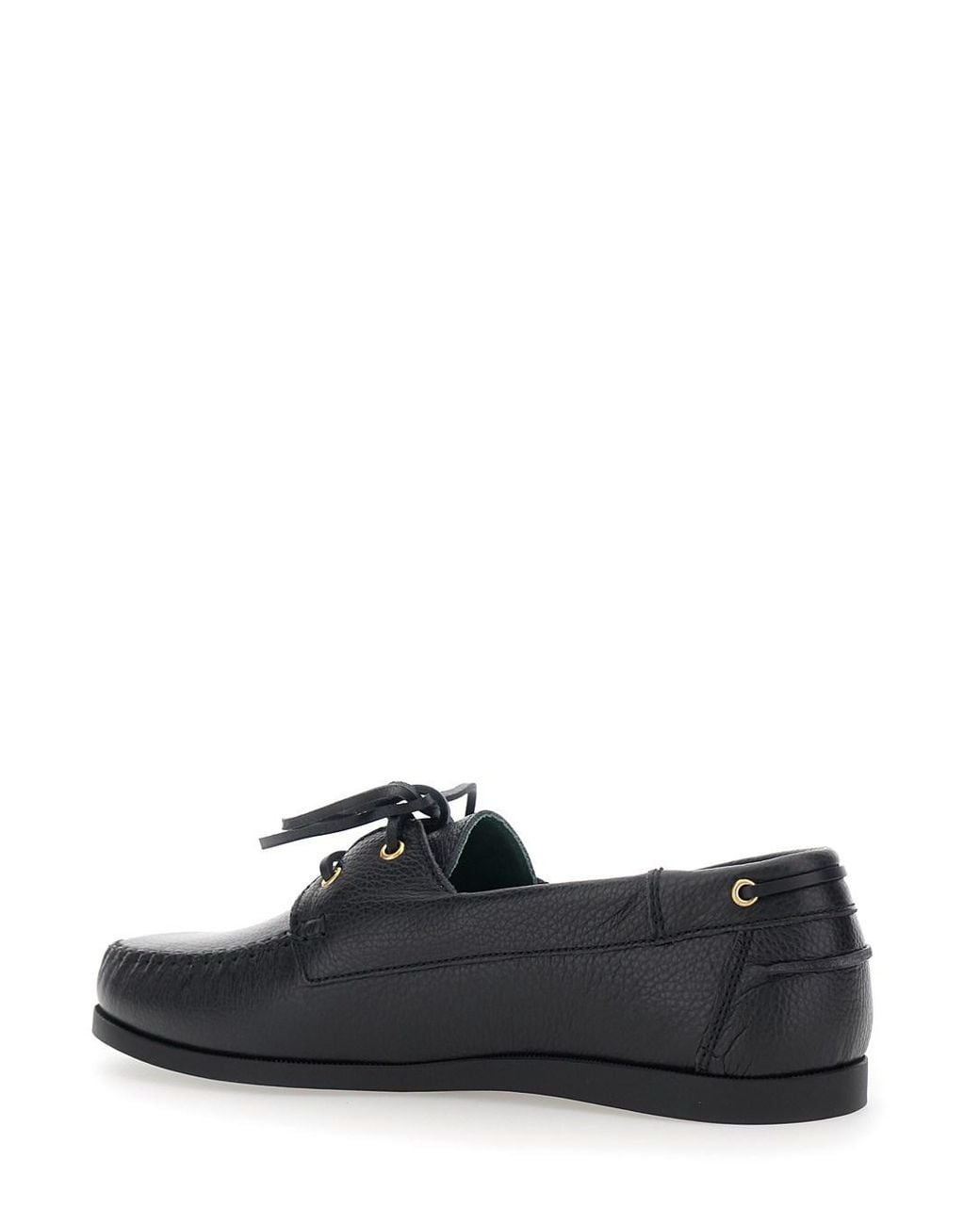VINNY'S Black Loafers With Rounded Toe And Bow Laces On The Front for men
