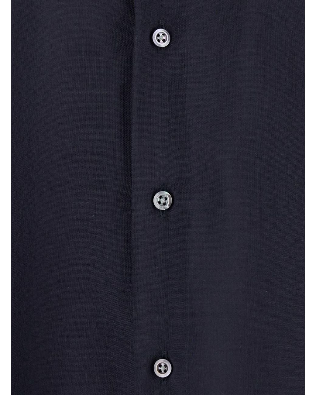 Low Brand Blue Shirt With Classic Collar And Button Closure for men