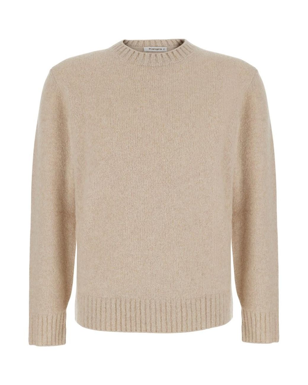 Kangra Natural Crewneck Sweater With Ribbed Details for men