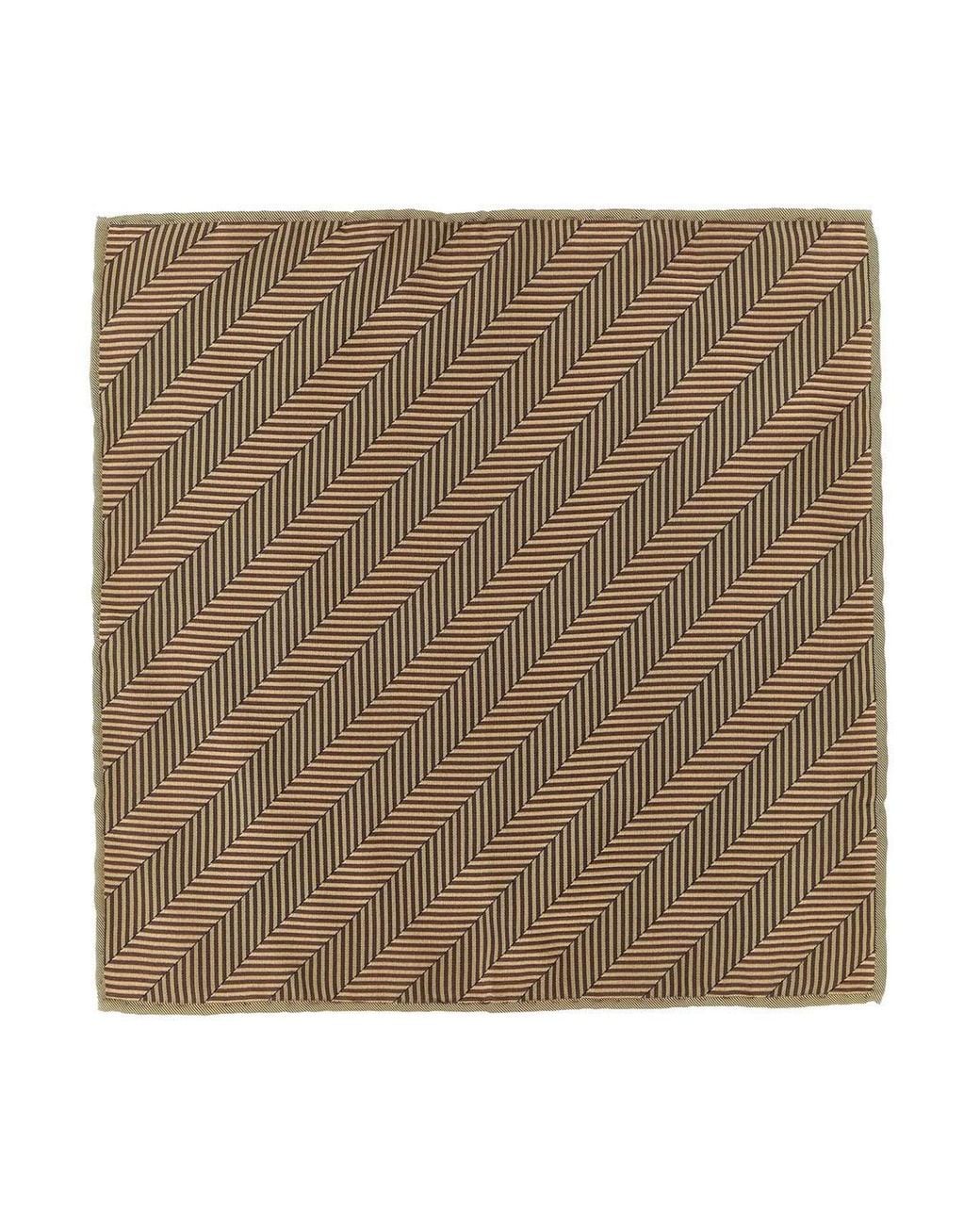 Brunello Cucinelli Brown Pocket Square With Chevron Motif And Geometric Print for men