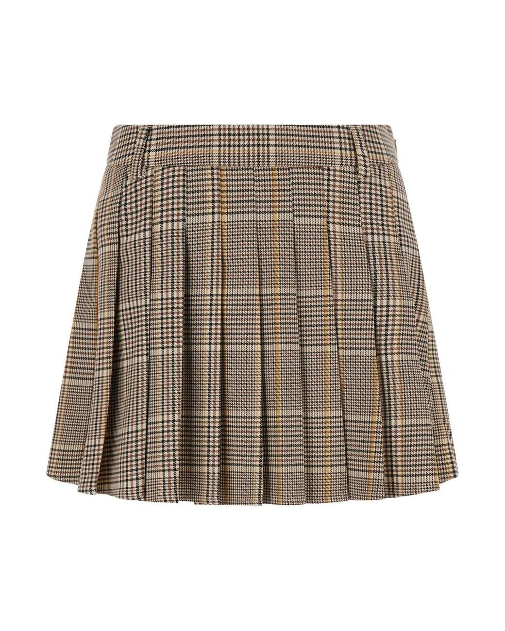 Mc2 Saint Barth Brown Blay Tartan Flannel Mini Skirt For
