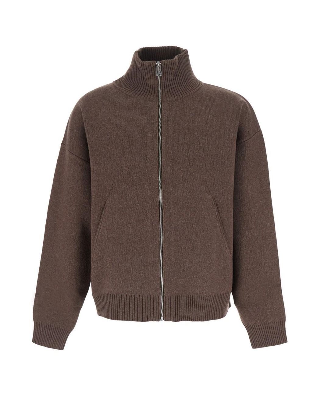 Axel Arigato Brown Core Zip-Up Sweater With High Collar And Long Sleeves for men