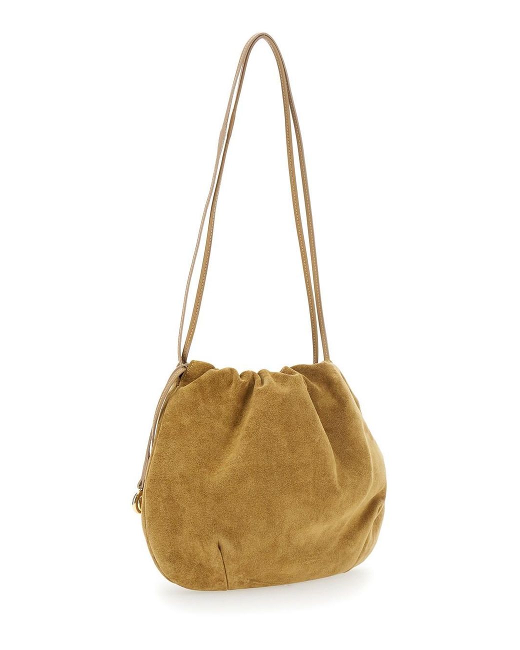 Liffner Metallic Clutch With Charm And Drawstring Closure