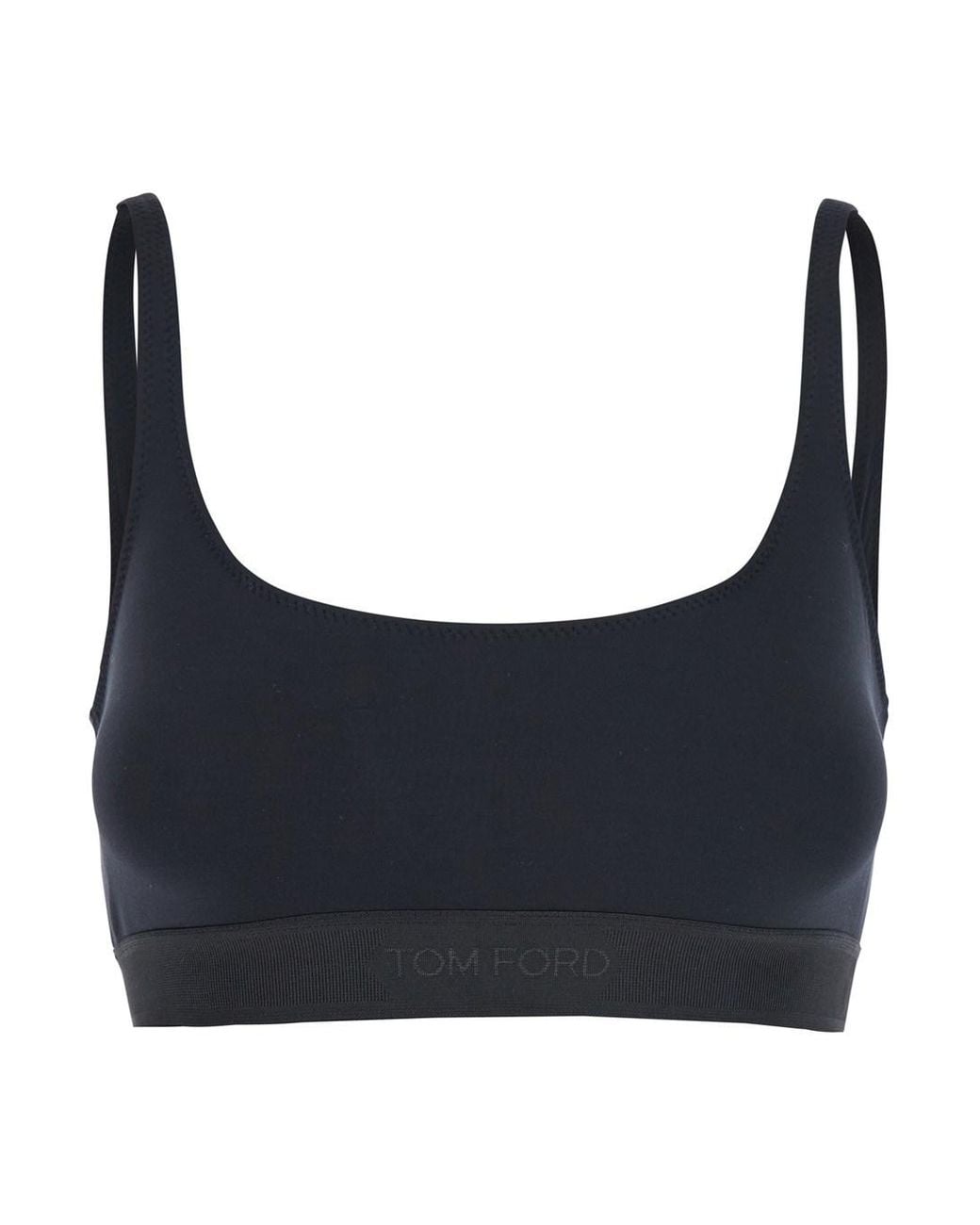 Tom Ford Blue Bralette Top With Scoop Neck And Logo Lettering On The Front