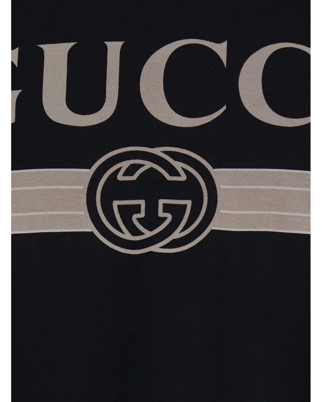 Gucci Black Crew Neck T-Shirt With Maxi Logo On The Front for men