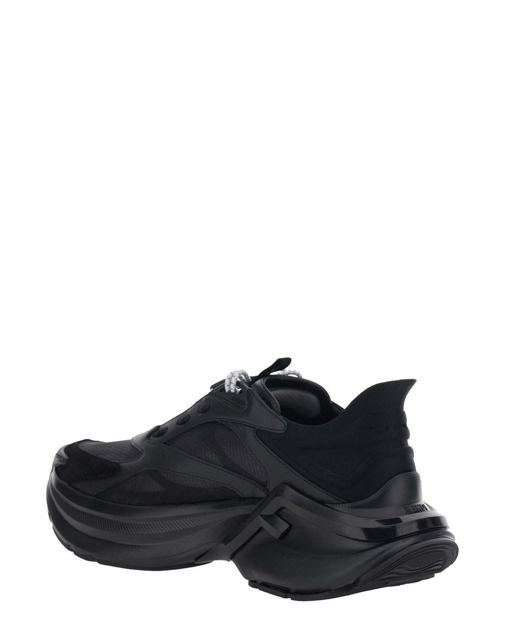 Fendi Black 'F-Light' Low Top Sneakers With Ff Motif On The Side And Chunky Sole