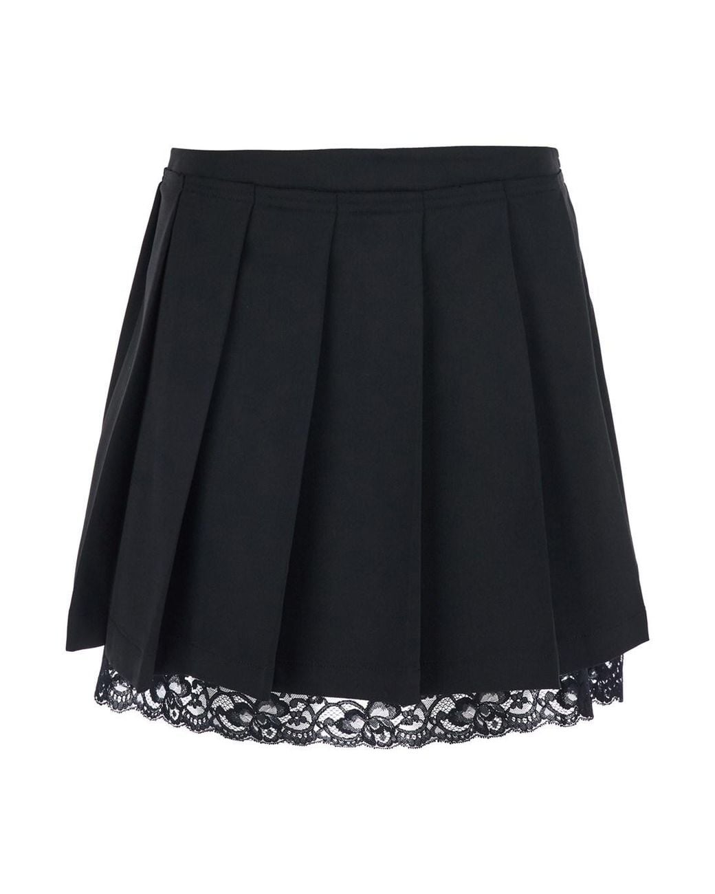 Jucca Black Skirt With Lace Edges And Pleated Design
