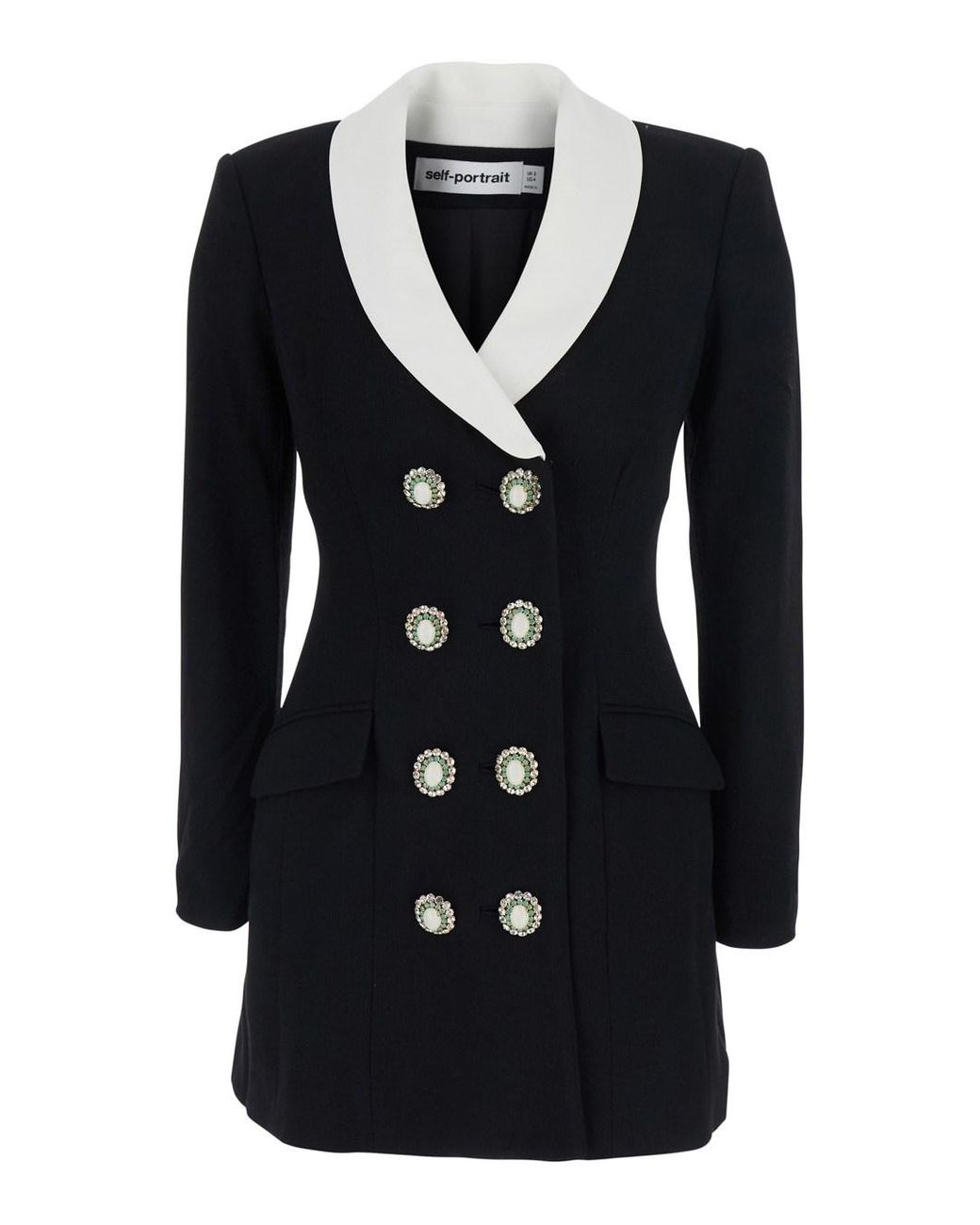 Self-Portrait Black Embellished Double-Breasted Blazer Dress
