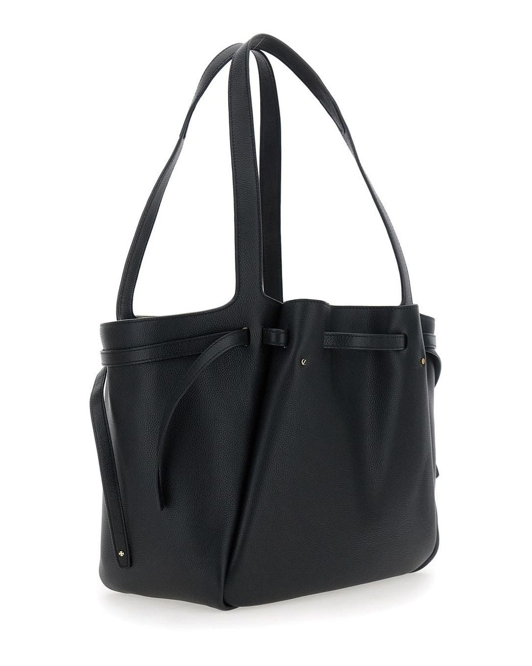 Tory Burch Black Shopping Bag 'Romy' With Adjustable Drawstring Closure And