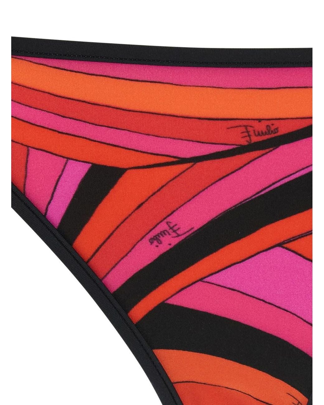 Emilio Pucci Red High-Cut Bikini Bottoms With Geometric Print Stretch Technical Fabric Swimwear