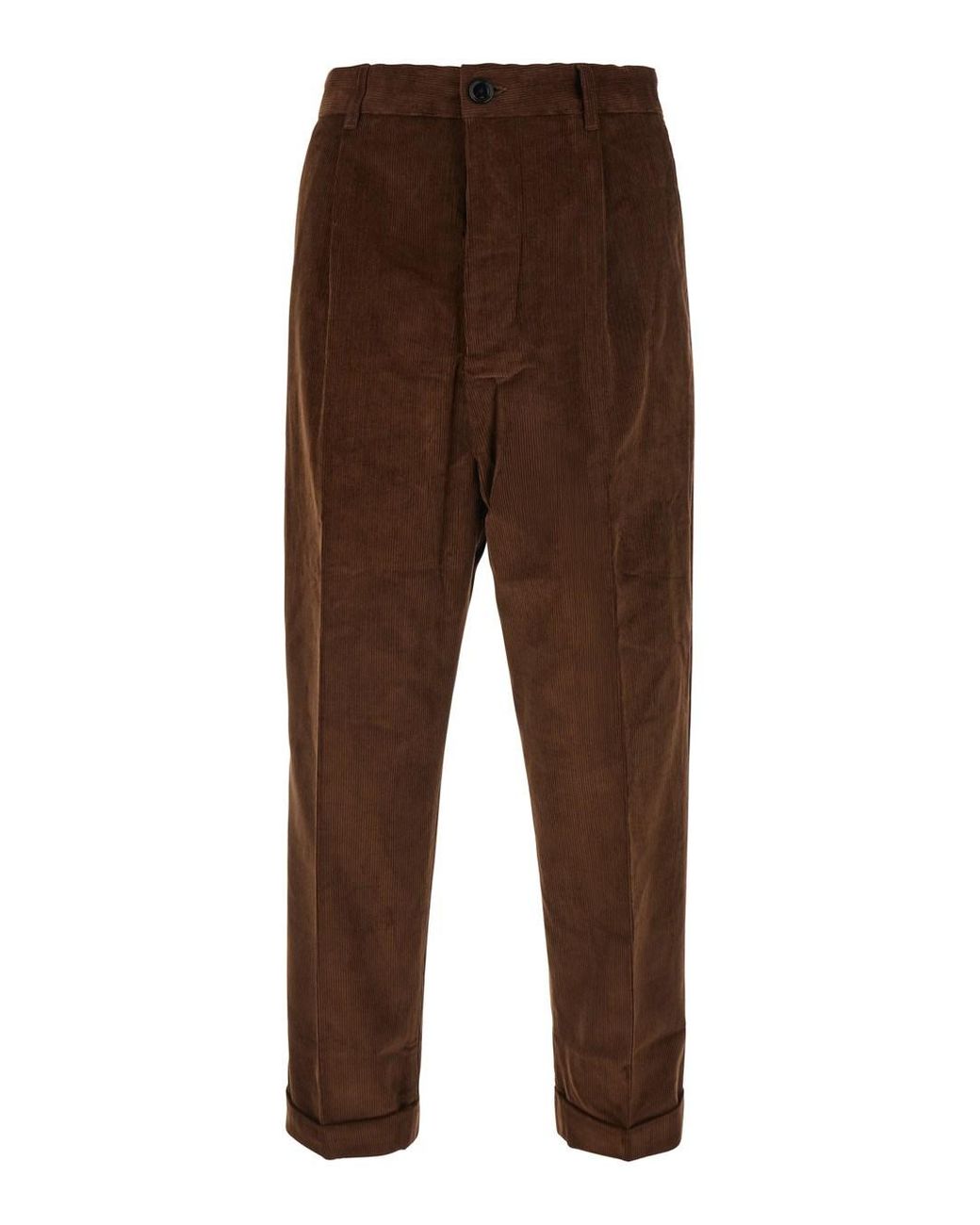 AMI Brown Corduroy Relaxed Trousers Cotton for men
