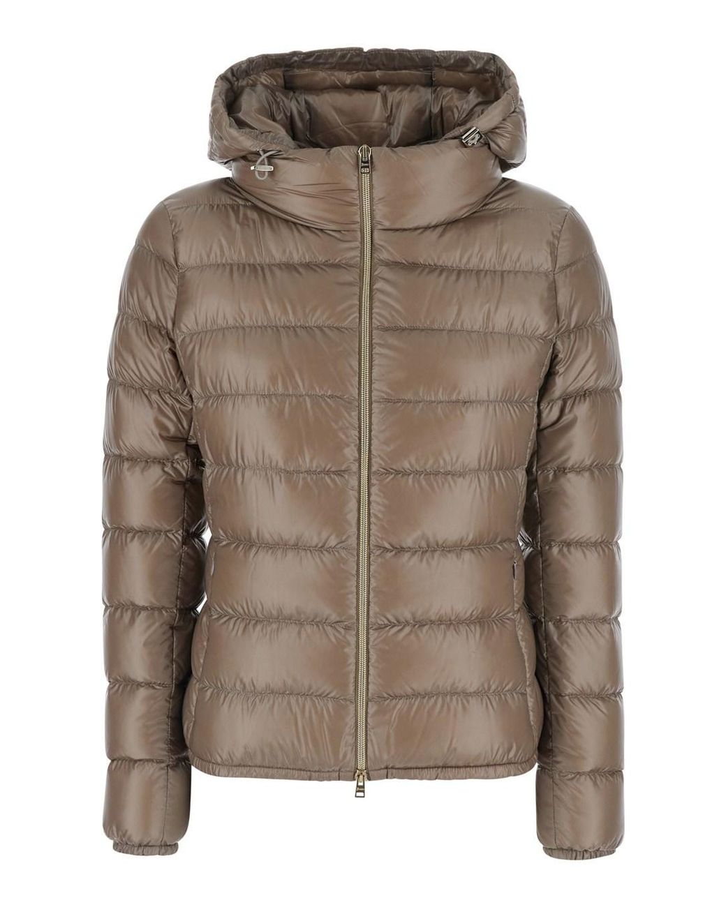 Herno Brown Hooded Short Puffer Jacket Giada Polyamide