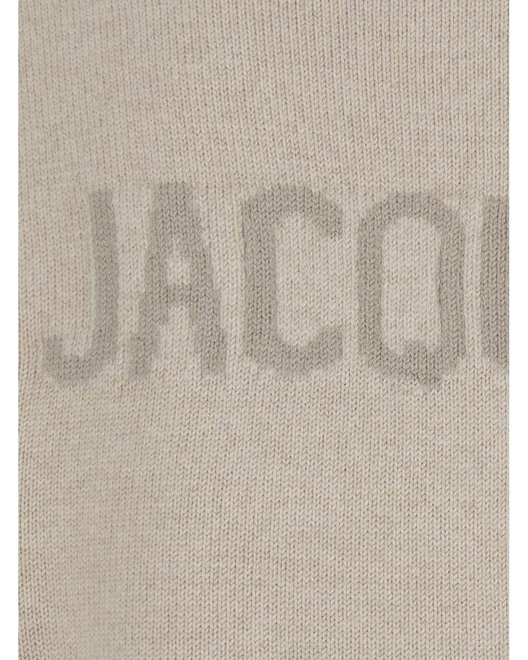 Jacquemus White Tech Fabric Knit Sweater With Round Neck And Long Sleeves for men