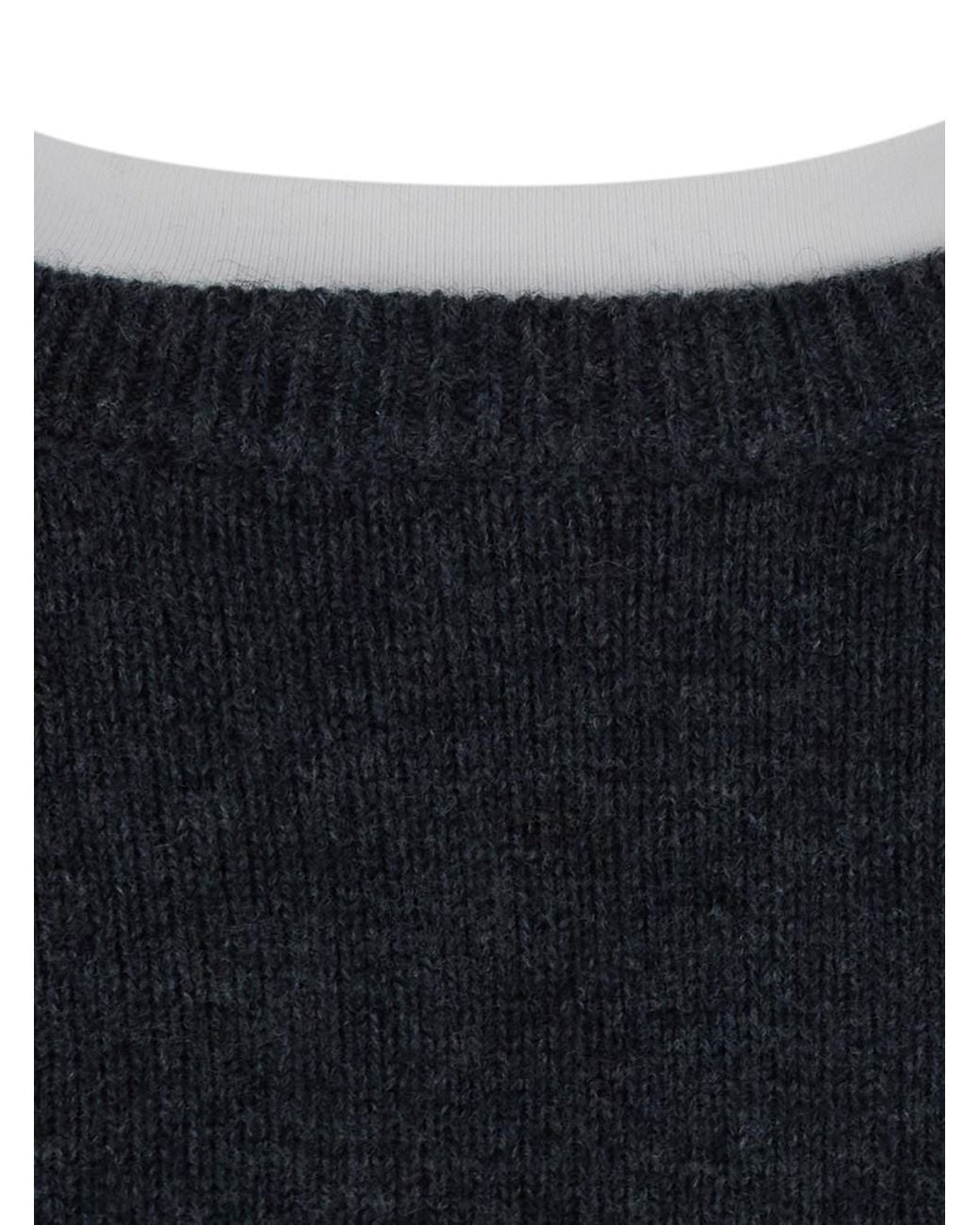 Semicouture Black 'Aida' Short Sweater With Contrasting Round Neck