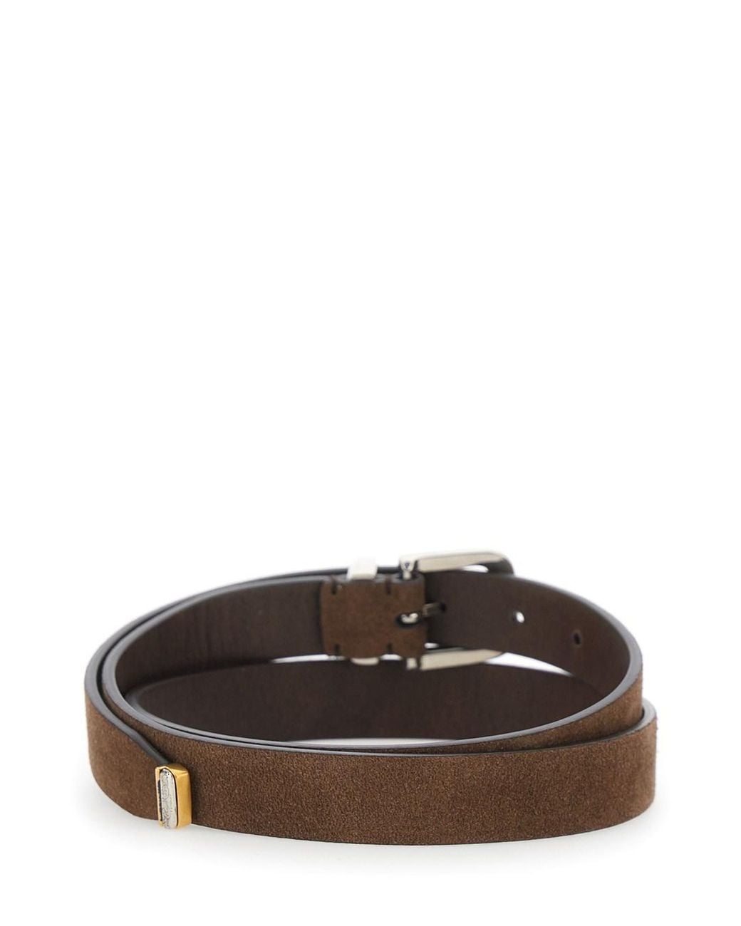 Brunello Cucinelli Brown Reversible Belt With Engraved Motif for men