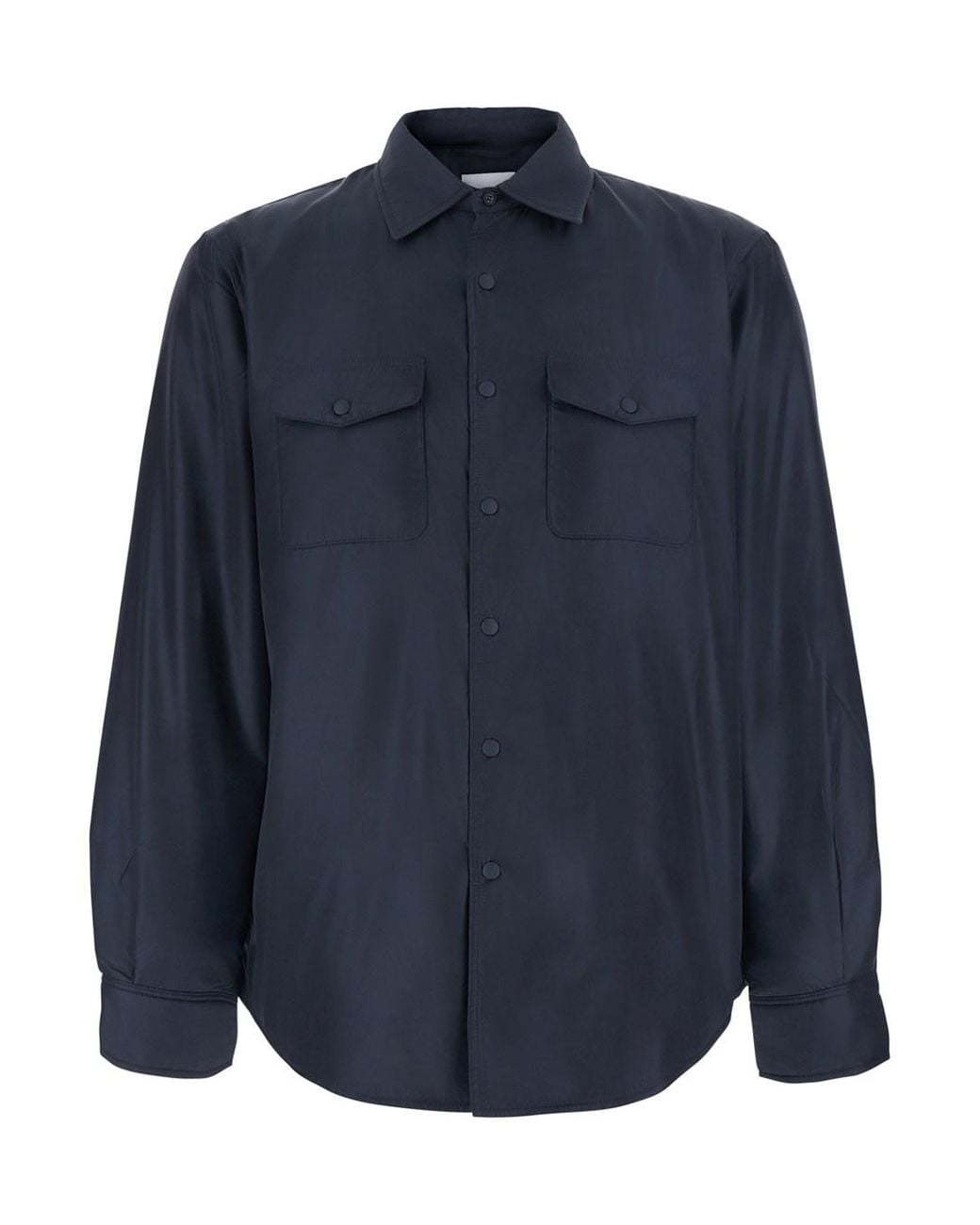 Aspesi Blue Jacket With Zip Tech Fabric, Polyamide Coat for men