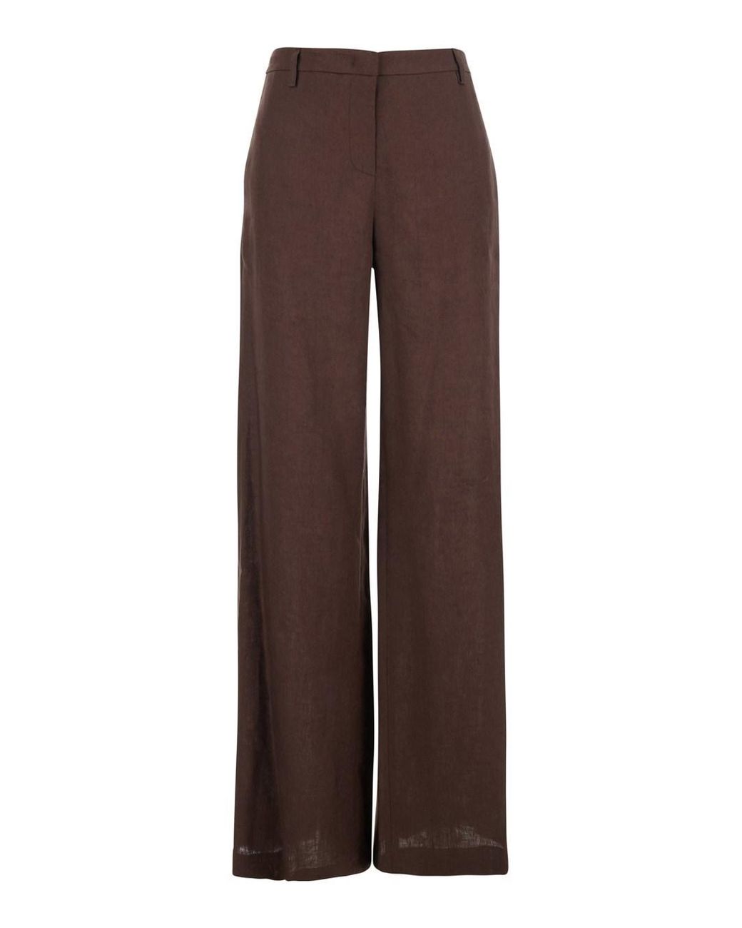 Le Plain Brown Wide-Leg Linen Pants For