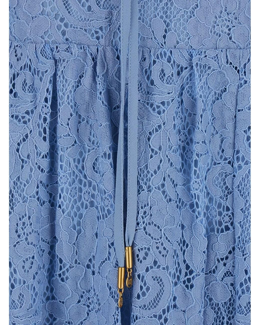 Michael Kors Blue Long Dress Cotton-Blend